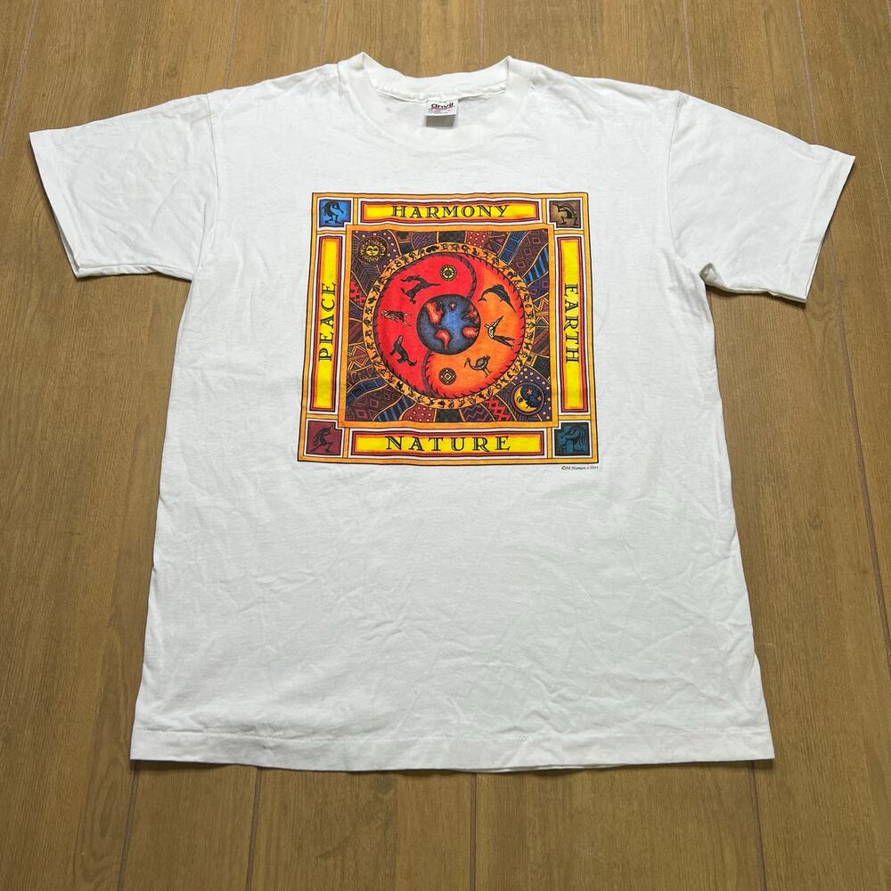 Vintage Human Shirt Mens Large Peace Harmony Earth Nature 90s Single‎ Stitch